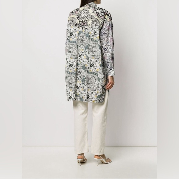 Isabel Marant Etoile Ussaya Ecru Floral Printed Long Button Down Oversized US6 - Picture 3 of 9